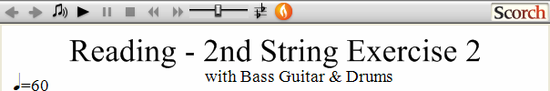 Reading Guitar 2nd String Ex. 2 Bass Guitar & Drums