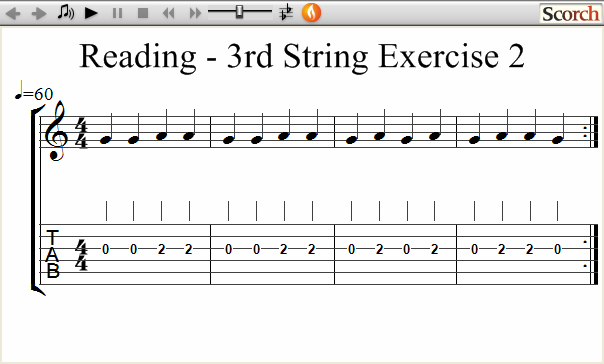 Reading Guitar 3rd String Ex. 2