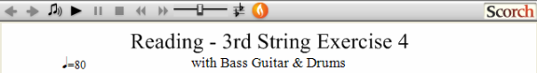 Reading Guitar 3rd String Ex. 4 Bass Guitar & Drums