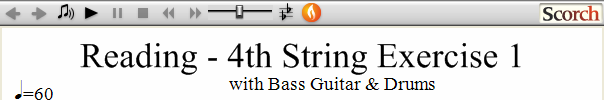 Reading Guitar 4th String Ex. 1 Bass Guitar & Drums
