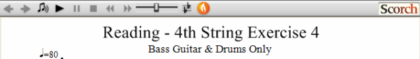 Reading Guitar 4th String Ex. 4 Bass Guitar & Drums